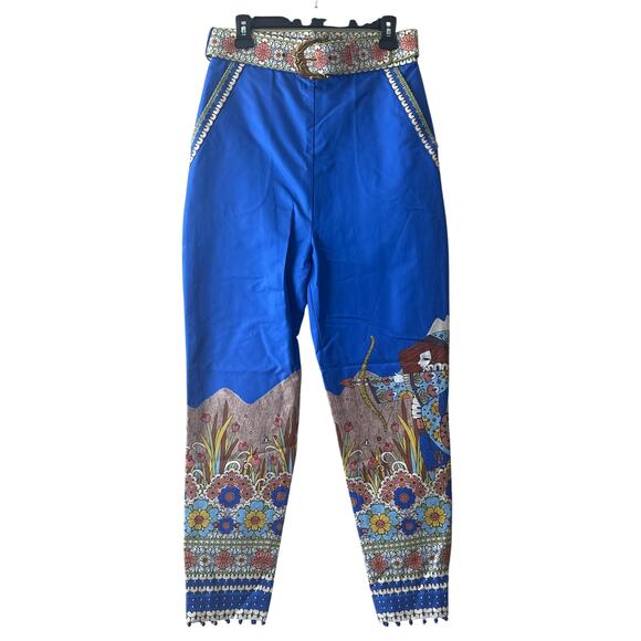Zimmermann NWT Cosmic Zodiac Belted Print Silk Cotton Pants Size 8 - Picture 3 of 13